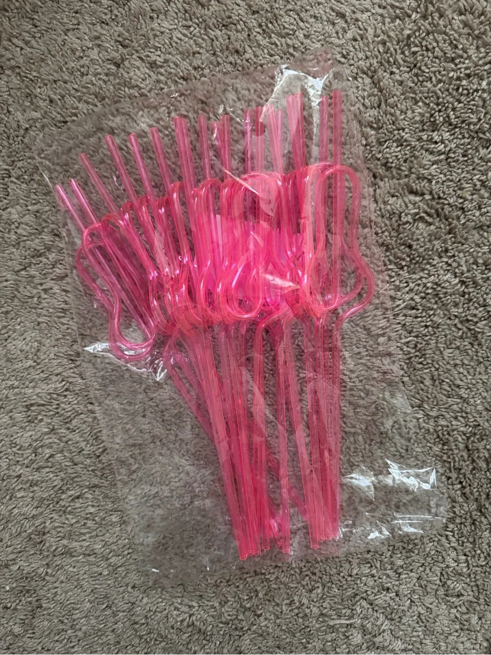 New Pink Bach Straws - 18 count